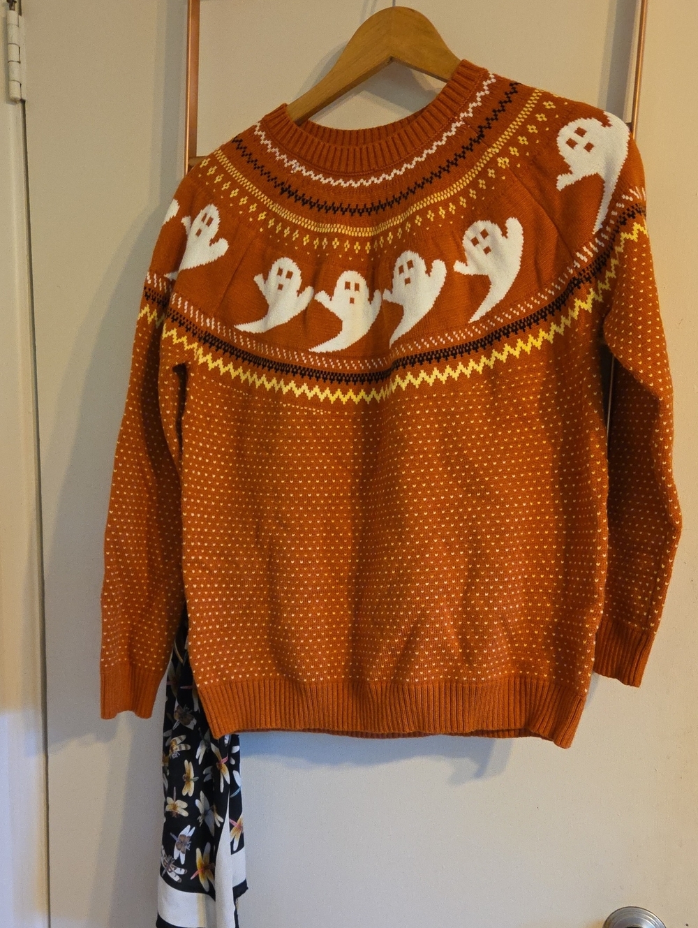 Modcloth Rust Orange Ghost Fair Isle Sweater